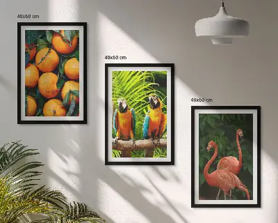 Set de 3 cuadros decorativos para salón con diseño de toques frutales en el trópico