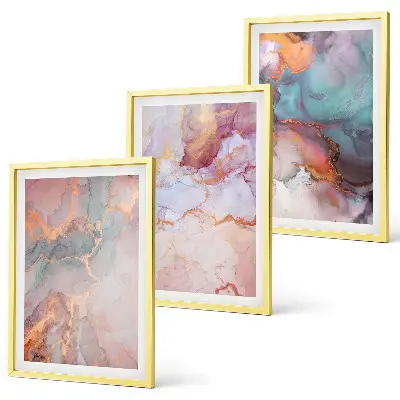 Set de 3 cuadros para salón con patrones abstractos en tonos pastel