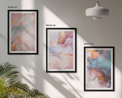 Set de 3 cuadros para salón patrones abstractos en tonos pastel