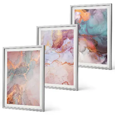 Set de 3 cuadros para salón con patrones abstractos en tonos pastel