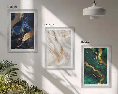 Juego de 3 cuadros con patrones abstractos en tonos azul verdosos