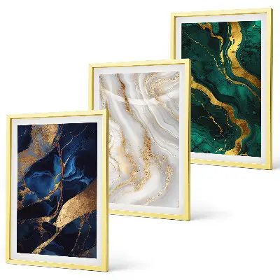 Juego de 3 cuadros con patrones abstractos en tonos azul verdosos