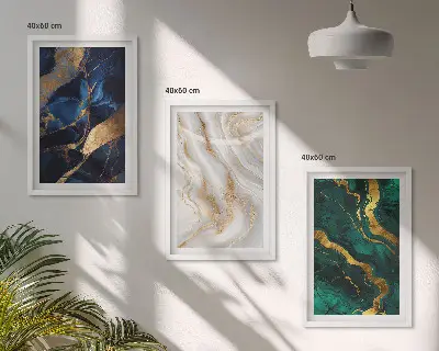 Juego de 3 cuadros con patrones abstractos en tonos azul verdosos