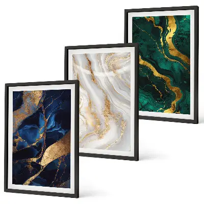 Juego de 3 cuadros con patrones abstractos en tonos azul verdosos