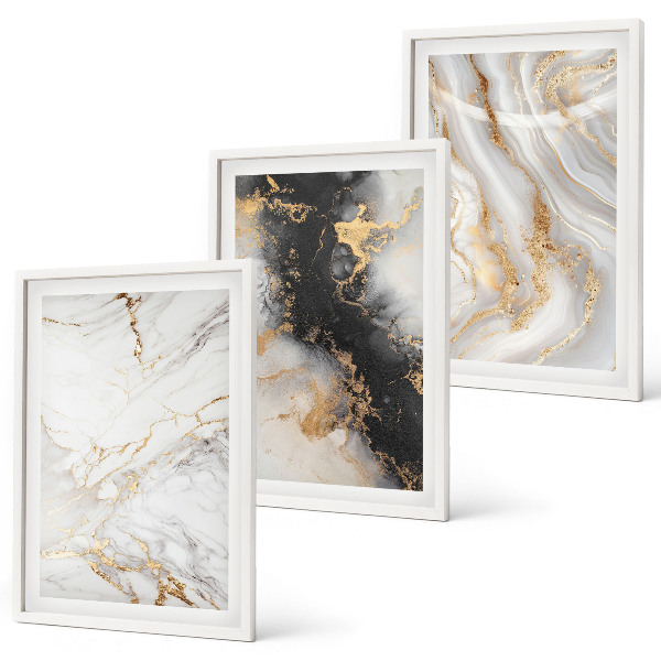 Set de 3 cuadros para salón Patrones abstractos blancos y negros