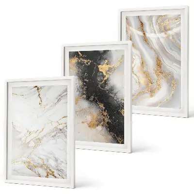Set de 3 cuadros para salón con patrones abstractos blancos y negros