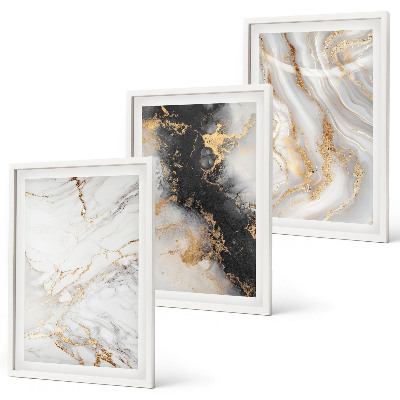 Set de 3 cuadros para salón Patrones abstractos blancos y negros