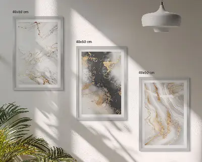 Set de 3 cuadros para salón con patrones abstractos blancos y negros