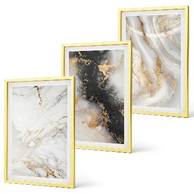 Set de 3 cuadros para salón con patrones abstractos blancos y negros