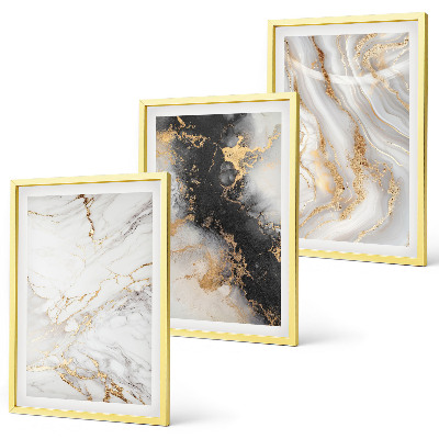 Set de 3 cuadros para salón Patrones abstractos blancos y negros