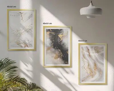 Set de 3 cuadros para salón con patrones abstractos blancos y negros