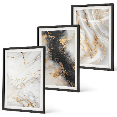 Set de 3 cuadros para salón Patrones abstractos blancos y negros