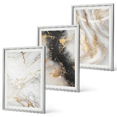 Set de 3 cuadros para salón con patrones abstractos blancos y negros