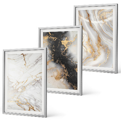 Set de 3 cuadros para salón Patrones abstractos blancos y negros