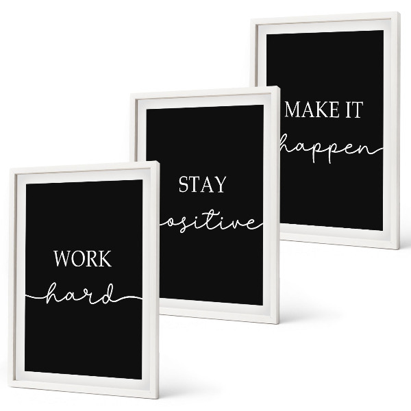 Juego de 3 cuadros Elegantes motivos sobre fondo negro.
