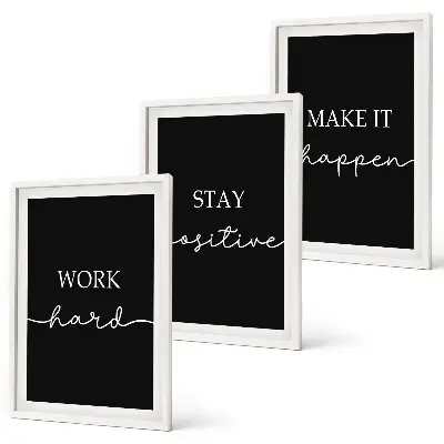 Juego de 3 cuadros con elegantes motivos sobre fondo negro