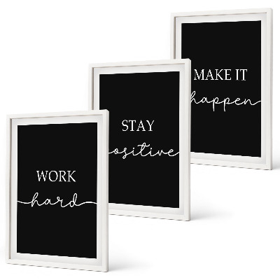Juego de 3 cuadros Elegantes motivos sobre fondo negro.