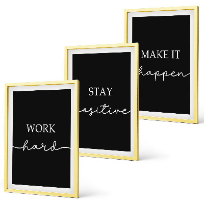 Juego de 3 cuadros Elegantes motivos sobre fondo negro.