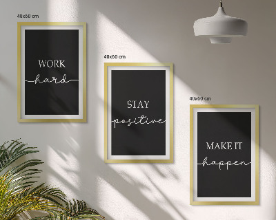 Juego de 3 cuadros Elegantes motivos sobre fondo negro.