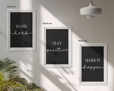 Juego de 3 cuadros Elegantes motivos sobre fondo negro.