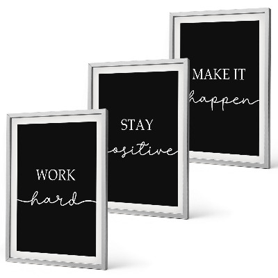 Juego de 3 cuadros Elegantes motivos sobre fondo negro.