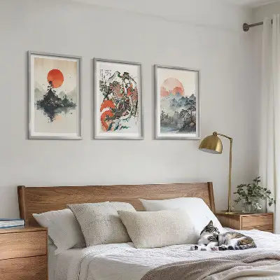 Set de 3 cuadros de pinturas japonesas asiáticas decoración para salón