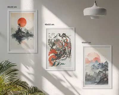 Set de 3 cuadros de pinturas japonesas asiáticas decoración para salón