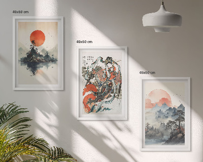 Set de 3 cuadros para salón pinturas japonesas asiáticas