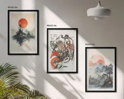 Set de 3 cuadros de pinturas japonesas asiáticas decoración para salón
