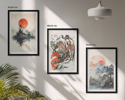 Set de 3 cuadros para salón pinturas japonesas asiáticas
