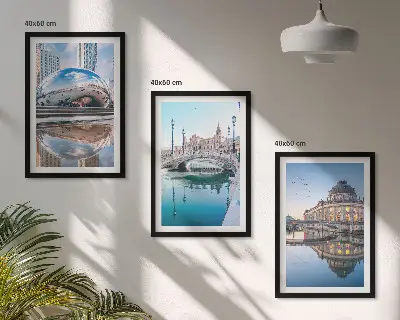 Juego de 3 cuadros con diseño de arquitectura de ciudades sobre el agua