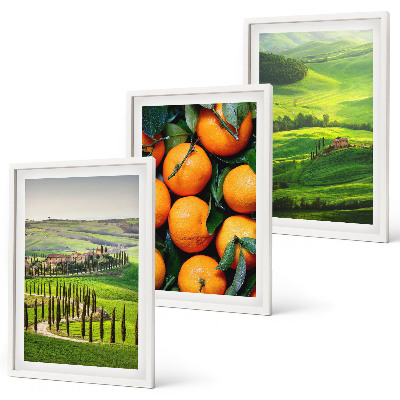 Set de 3 cuadros para salón Paisaje rural italiano naranjas