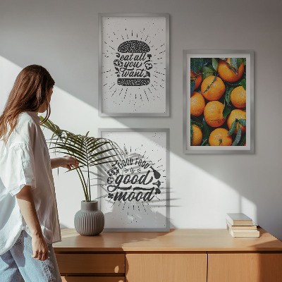 Set de 3 cuadros para salón Cocina de naranjas jugosas