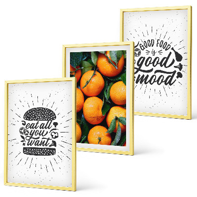 Set de 3 cuadros para salón Cocina de naranjas jugosas