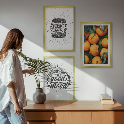 Set de 3 cuadros para salón Cocina de naranjas jugosas