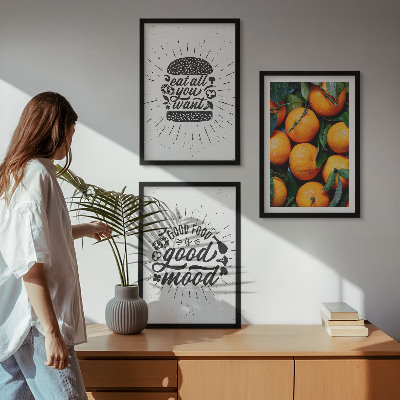 Set de 3 cuadros para salón Cocina de naranjas jugosas