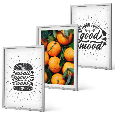 Set de 3 cuadros para salón Cocina de naranjas jugosas
