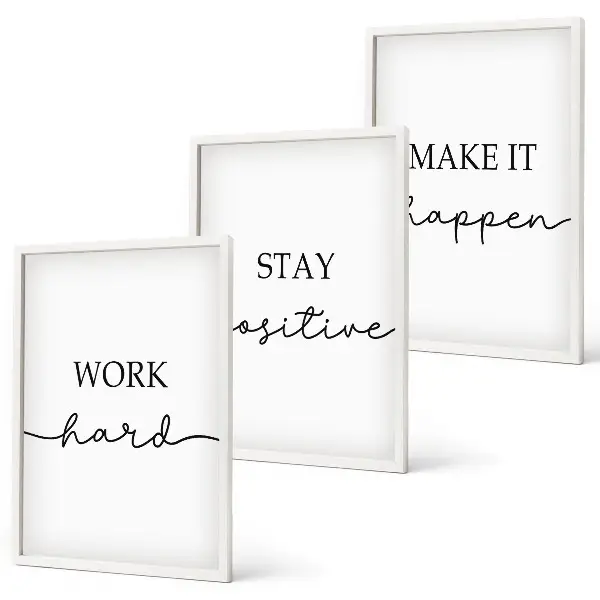 Set de 3 cuadros con frases motivacionales minimalistas
