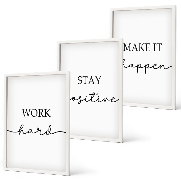Juego de 3 cuadros Inscripciones motivacionales minimalistas