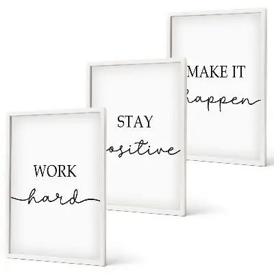 Set de 3 cuadros con frases motivacionales minimalistas