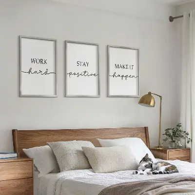 Set de 3 cuadros con frases motivacionales minimalistas