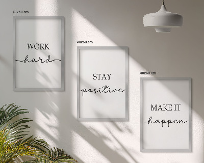 Juego de 3 cuadros Inscripciones motivacionales minimalistas