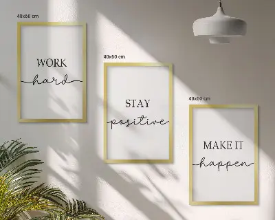 Set de 3 cuadros con frases motivacionales minimalistas