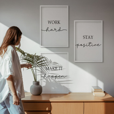 Juego de 3 cuadros Inscripciones motivacionales minimalistas
