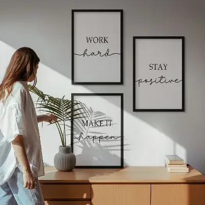 Set de 3 cuadros con frases motivacionales minimalistas