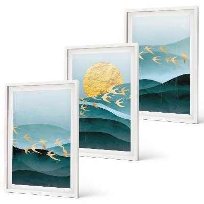 Juego de 3 cuadros Paisajes abstractos de atardeceres