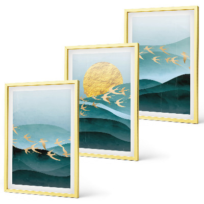 Juego de 3 cuadros Paisajes abstractos de atardeceres