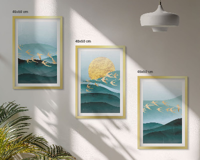 Juego de 3 cuadros Paisajes abstractos de atardeceres