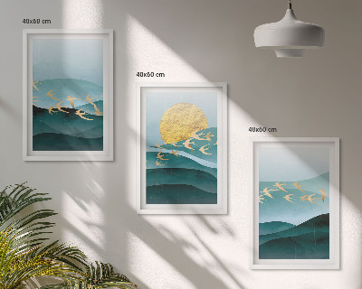 Juego de 3 cuadros Paisajes abstractos de atardeceres