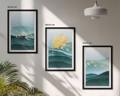 Juego de 3 cuadros Paisajes abstractos de atardeceres